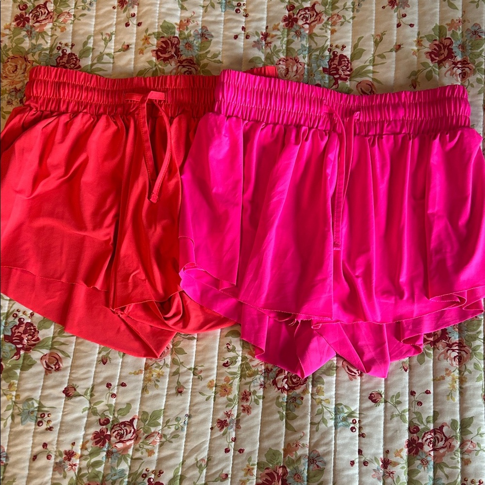 Bundle of Suzette Fly Away Shorts Hot Pink and Coral Girls Size Large 12/14